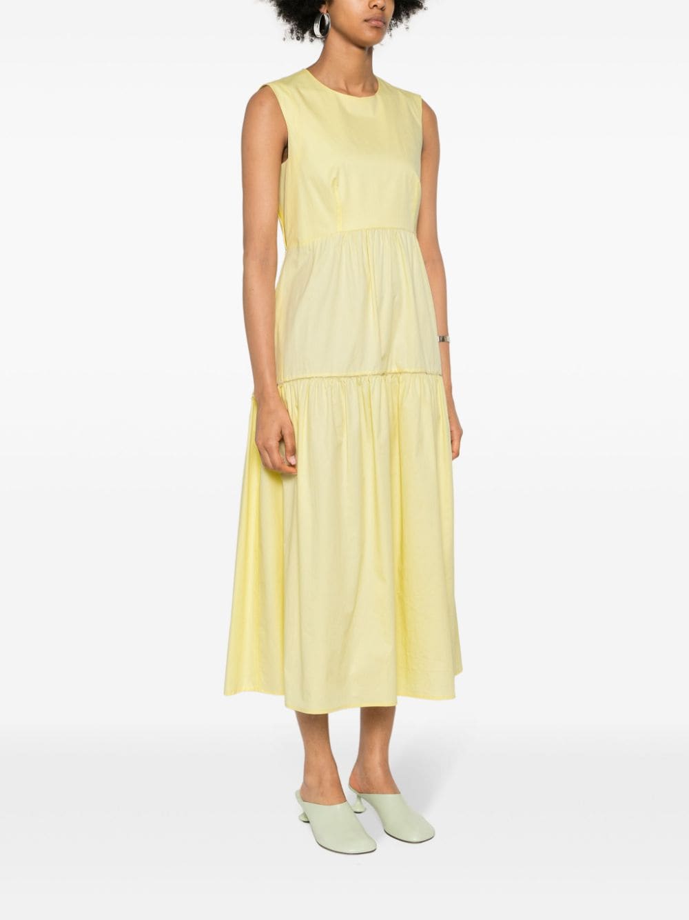 Shop Peserico Bead-detail Poplin Dress In Yellow
