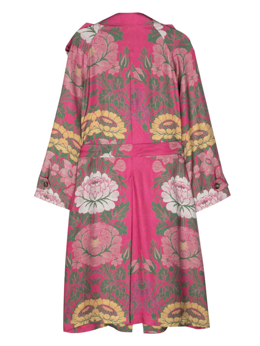 Shop Pierre-louis Mascia Floral-print Silk Trench Coat In Pink