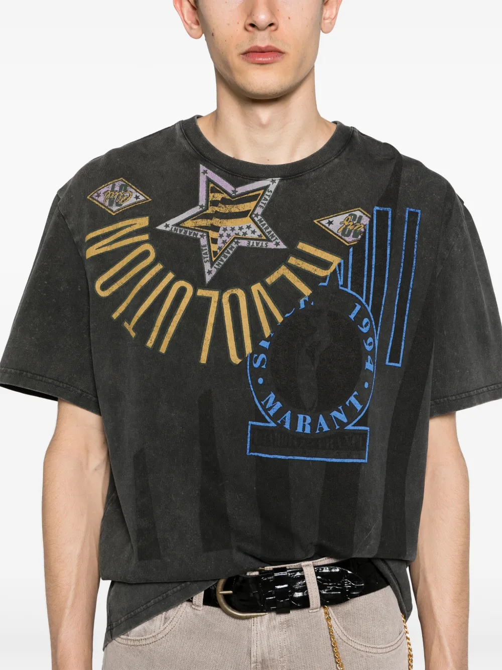 Shop Marant Hugo Graphic-print T-shirt In Grau