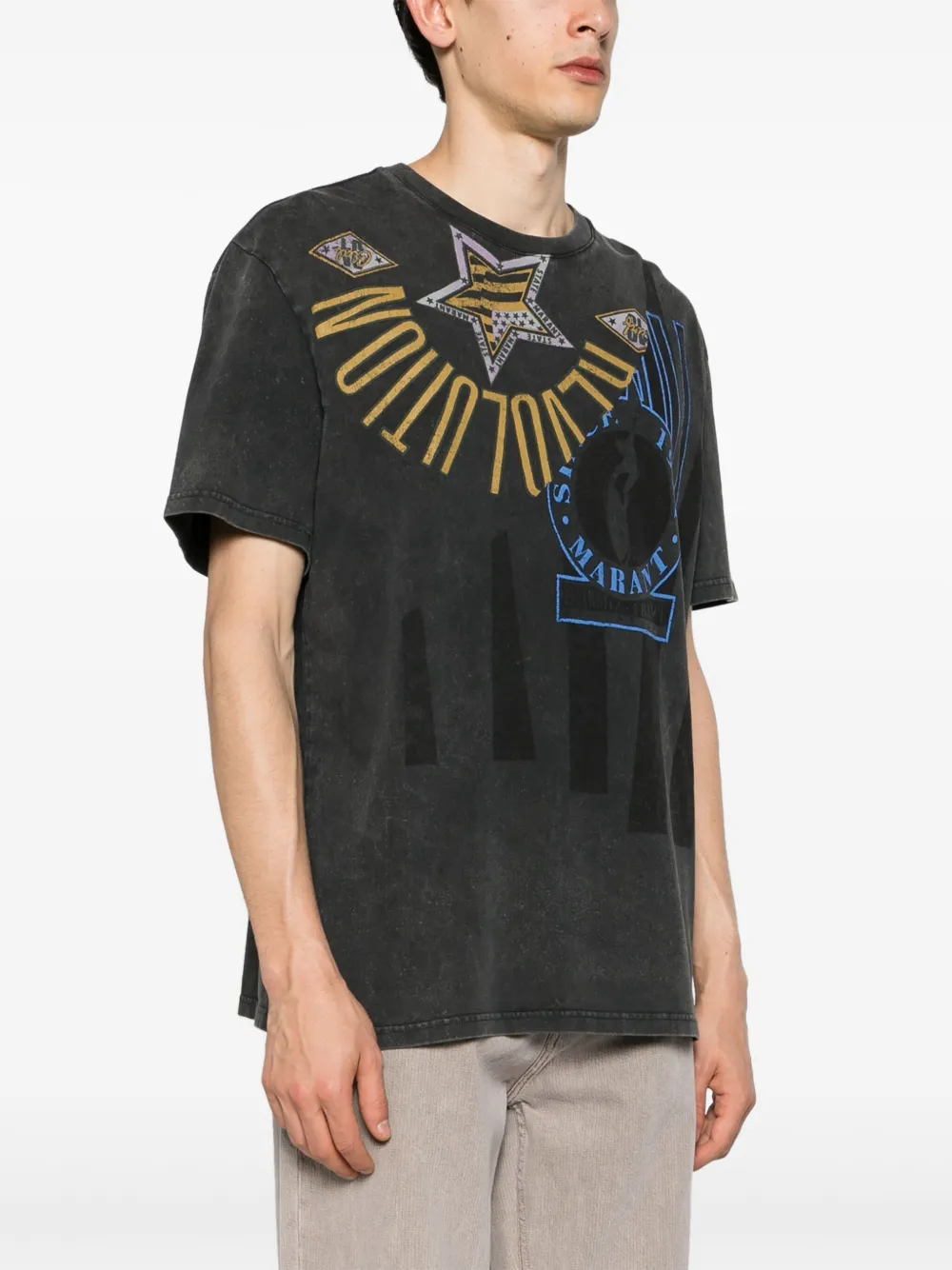 Shop Marant Hugo Graphic-print T-shirt In Grau