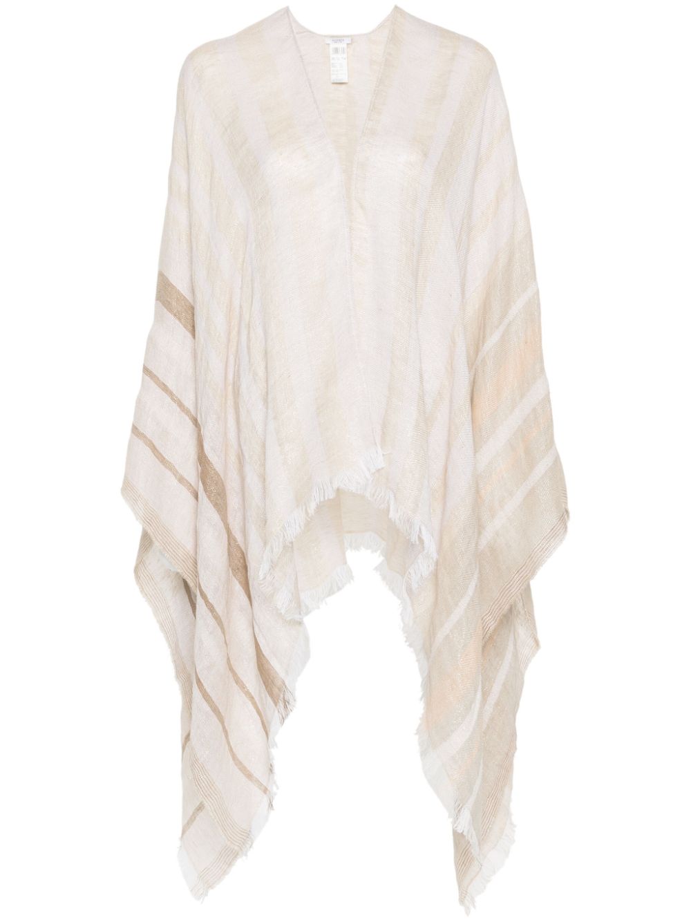 Peserico Striped Frayed Cape In Neutrals