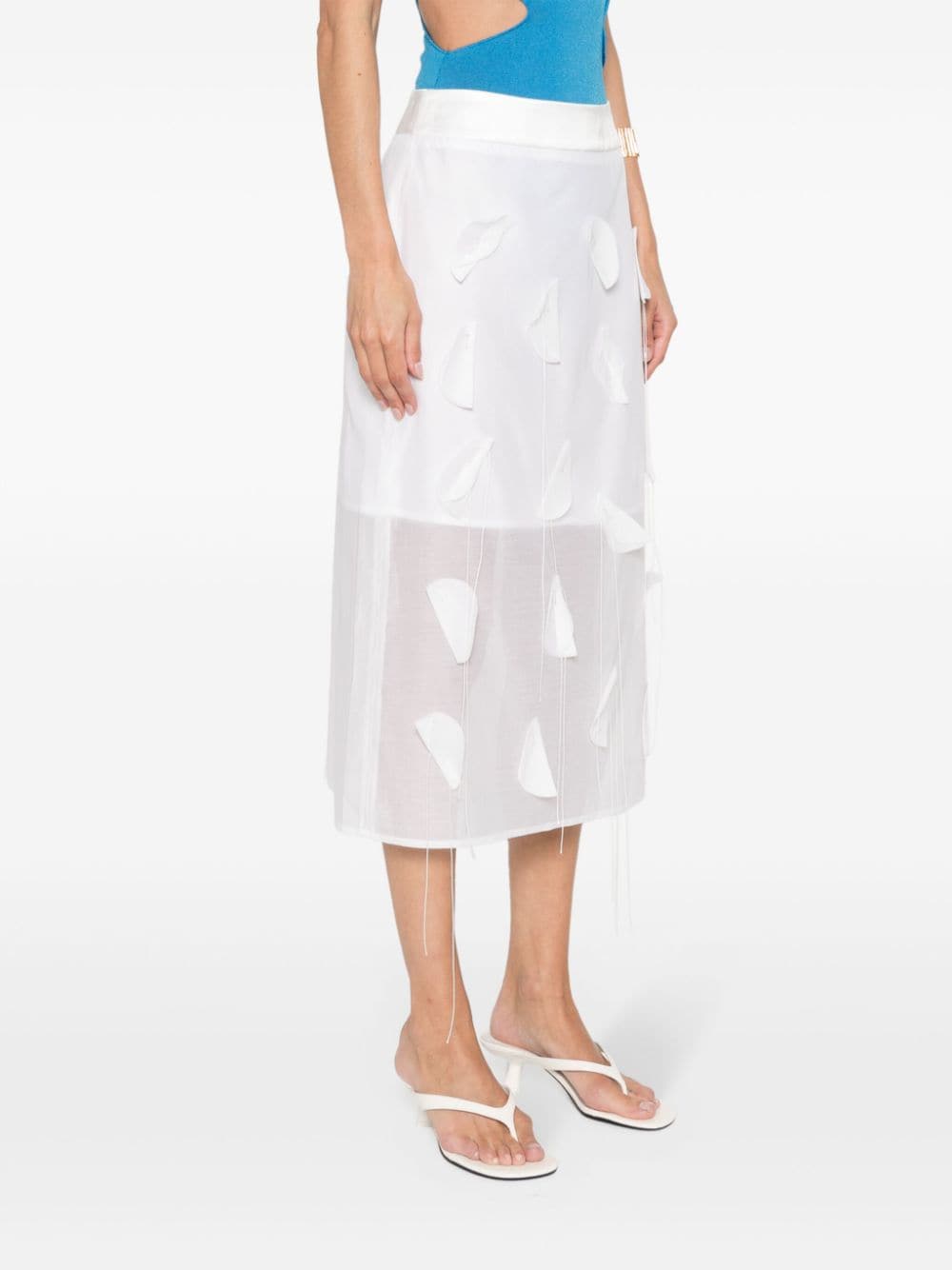 Shop Peserico Appliqué-detail Organza Skirt In White