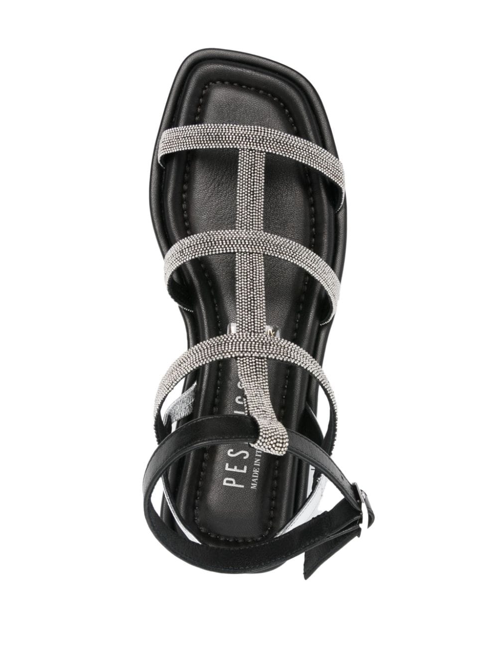 Shop Peserico Bead-detailed Leather Sandals In Black