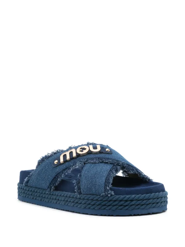 Mou Denim Slippers Blauw FARFETCH NL