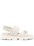 Mou logo-lettering suede sandals - Grey