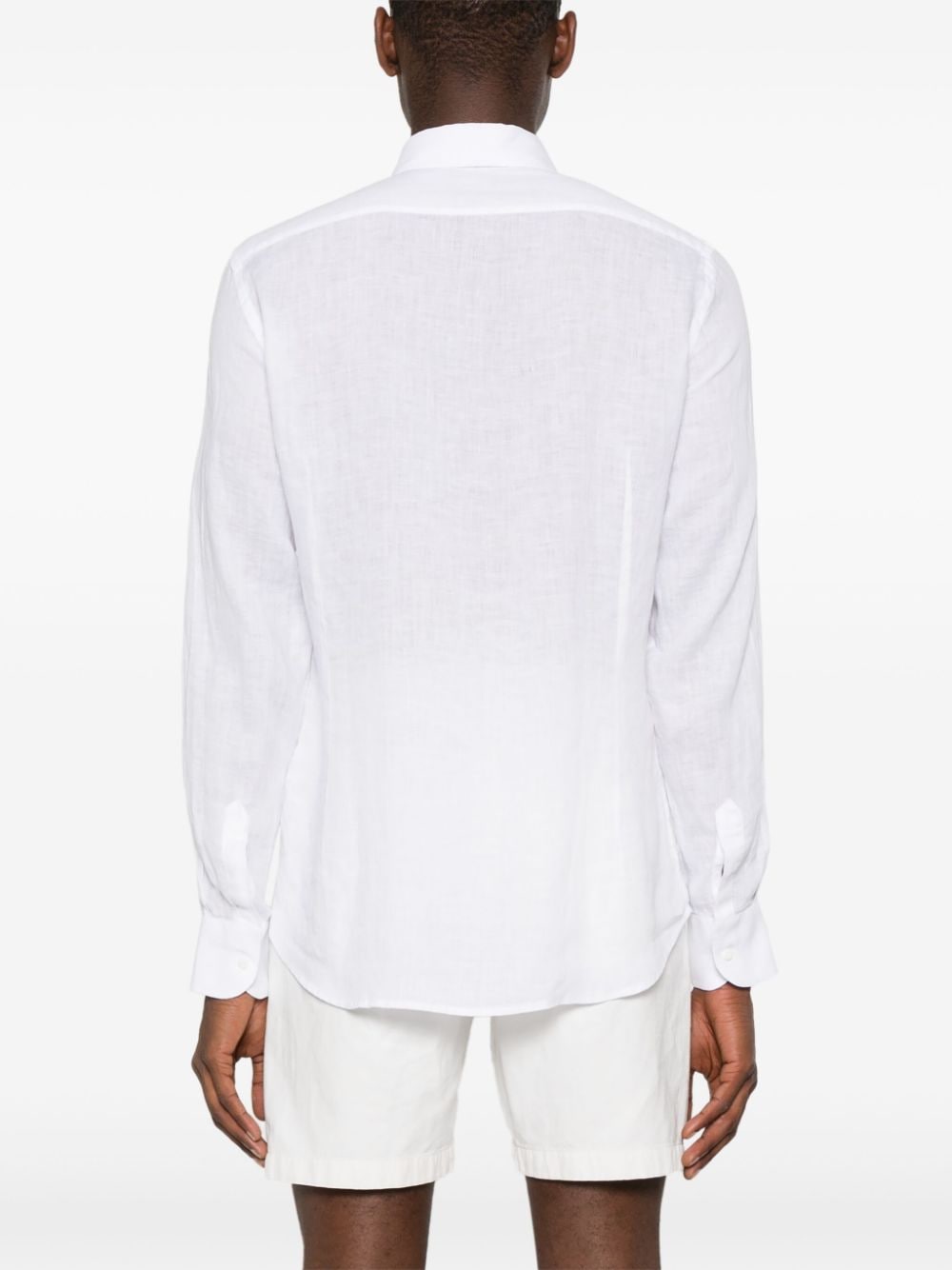 Shop Peserico Long-sleeve Linen Shirt In White