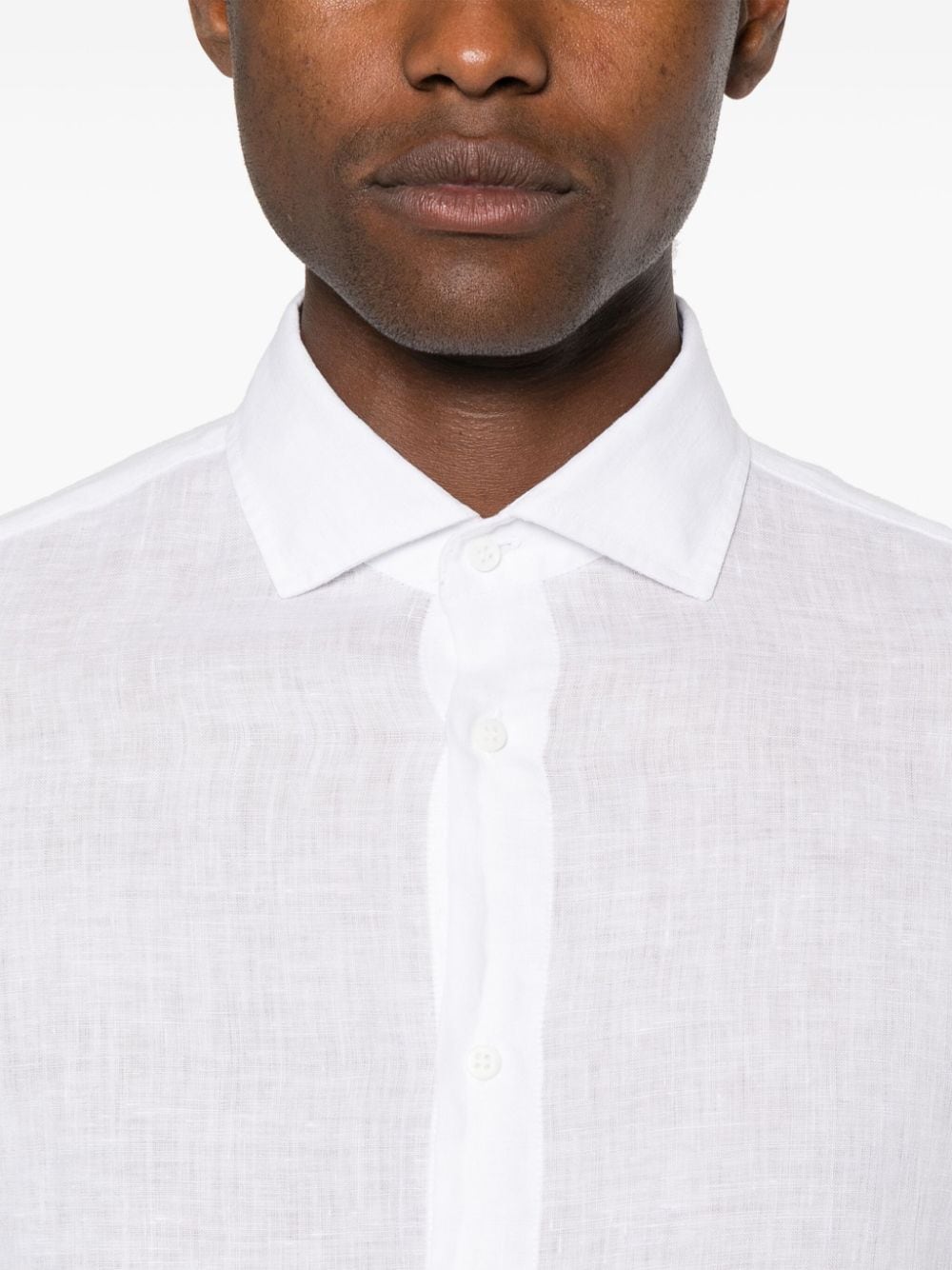 Shop Peserico Long-sleeve Linen Shirt In White