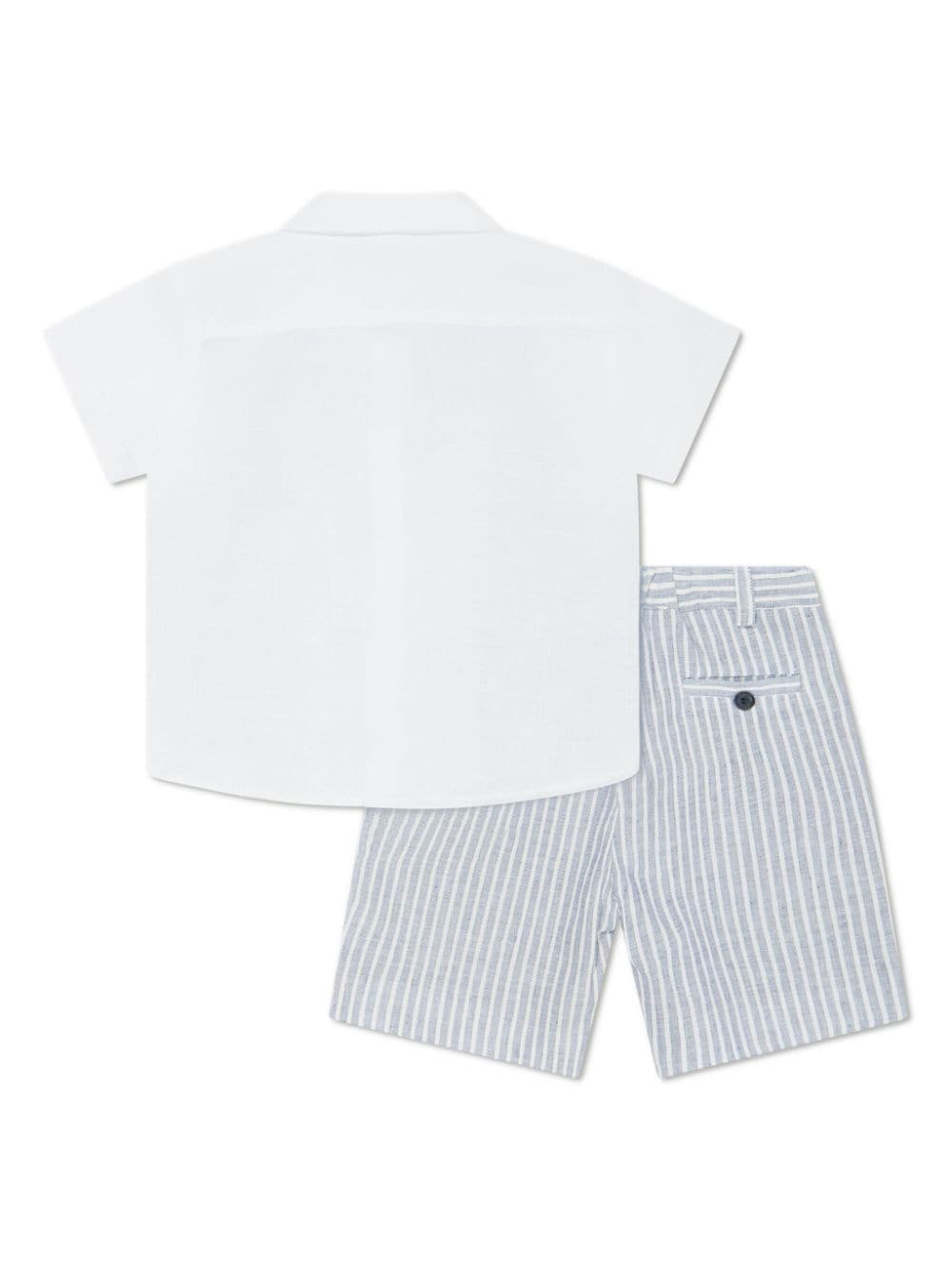 Shop Patachou Linen Shorts And Shirt Set In Blue