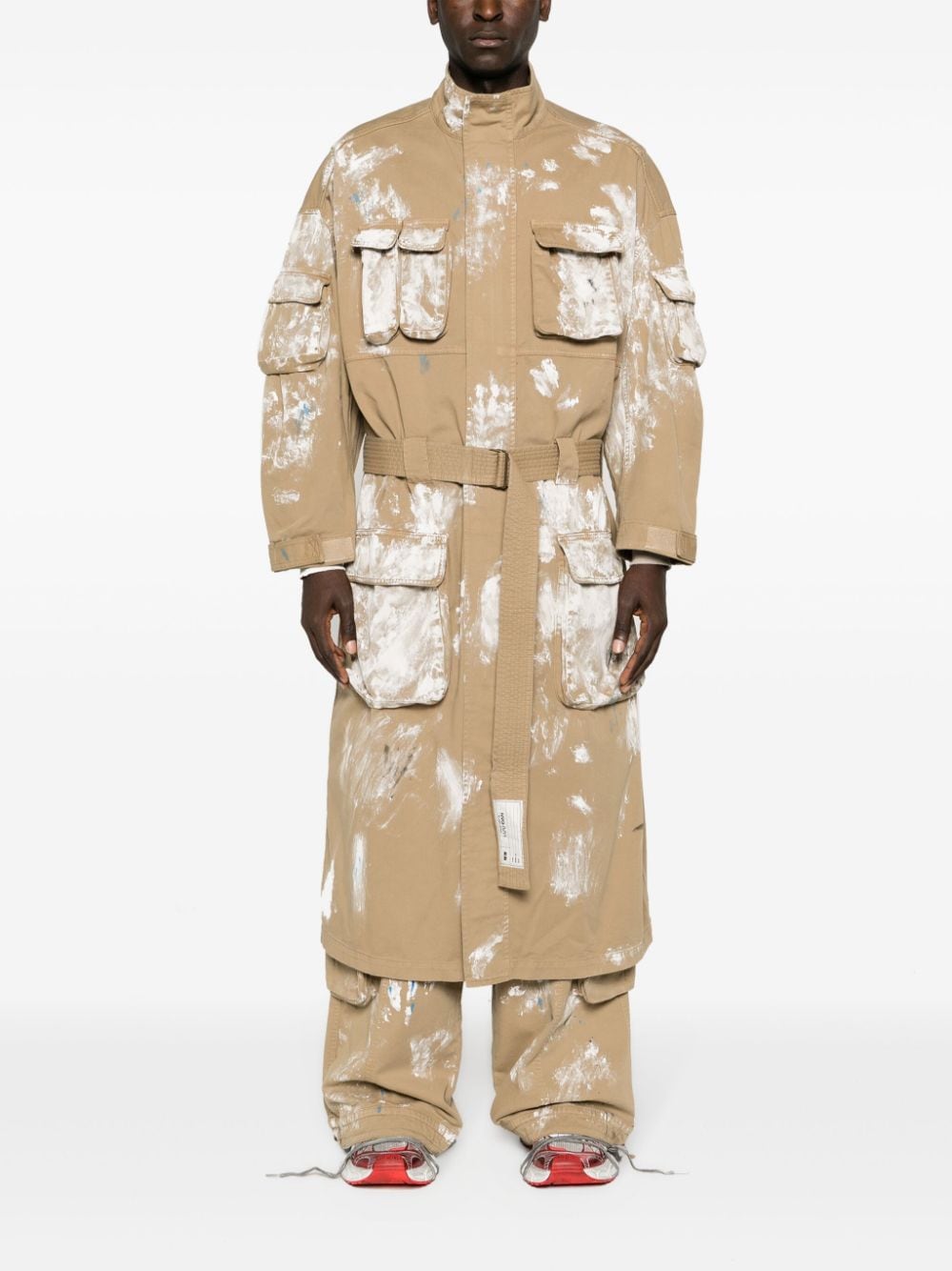 Image 2 of LỰU ĐẠN paint-splatter cargo trench coat