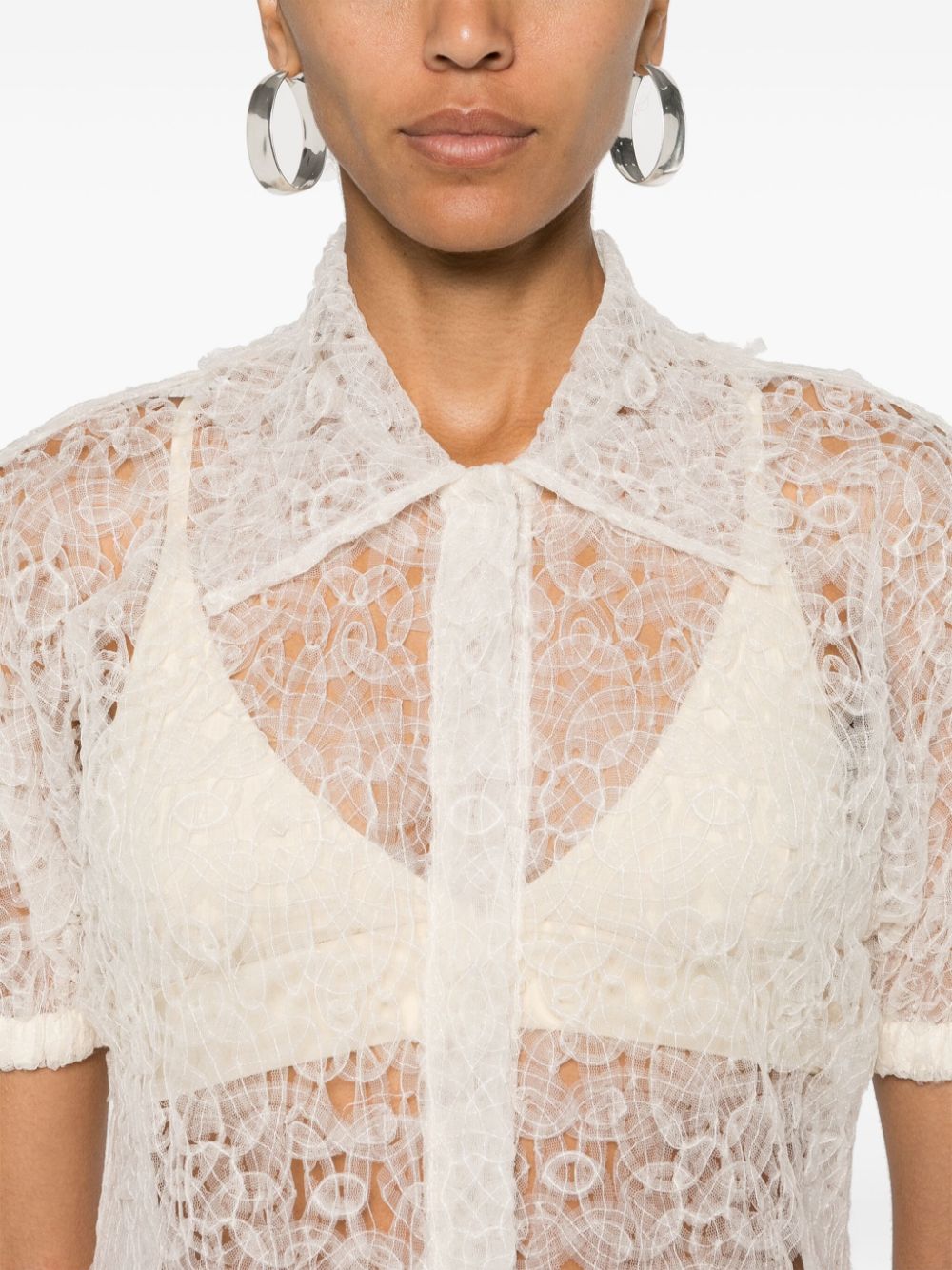 Shop Beaufille Pinta Semi-sheer Tulle Shirt In Neutrals