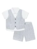 Patachou striped linen short set - Blue