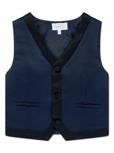 Patachou contrast-trim V-neck waistcoat