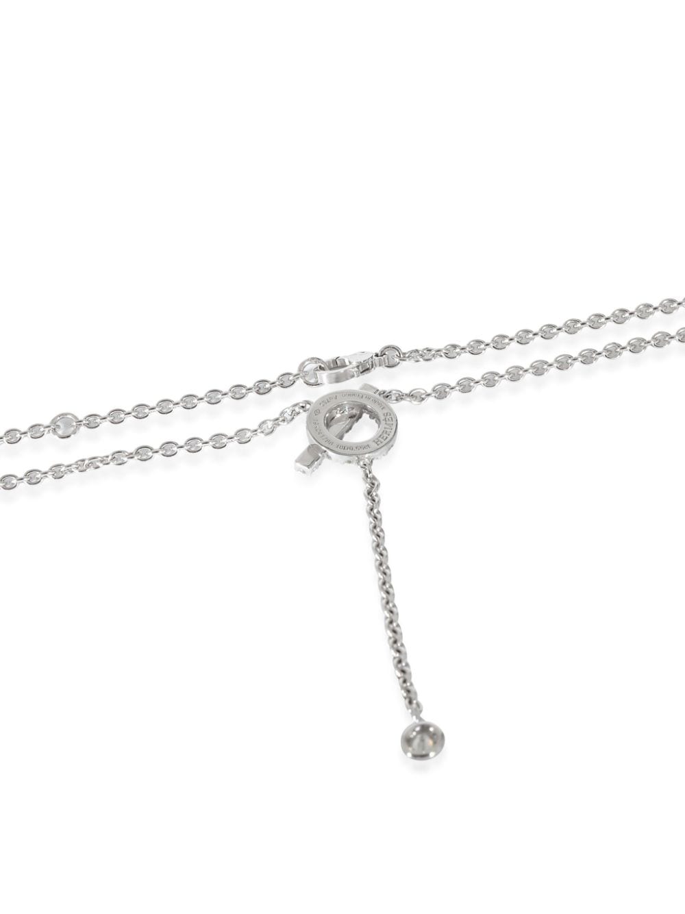 Pre-owned Hermes 18kt White Gold Finesse Diamond Necklace In 银色