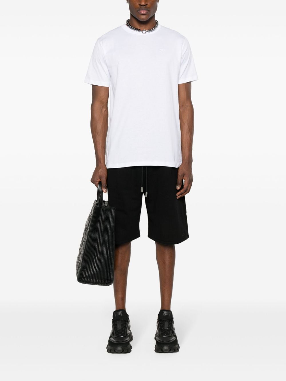 Shop Off-white Logo-embroidered Cotton T-shirt In White