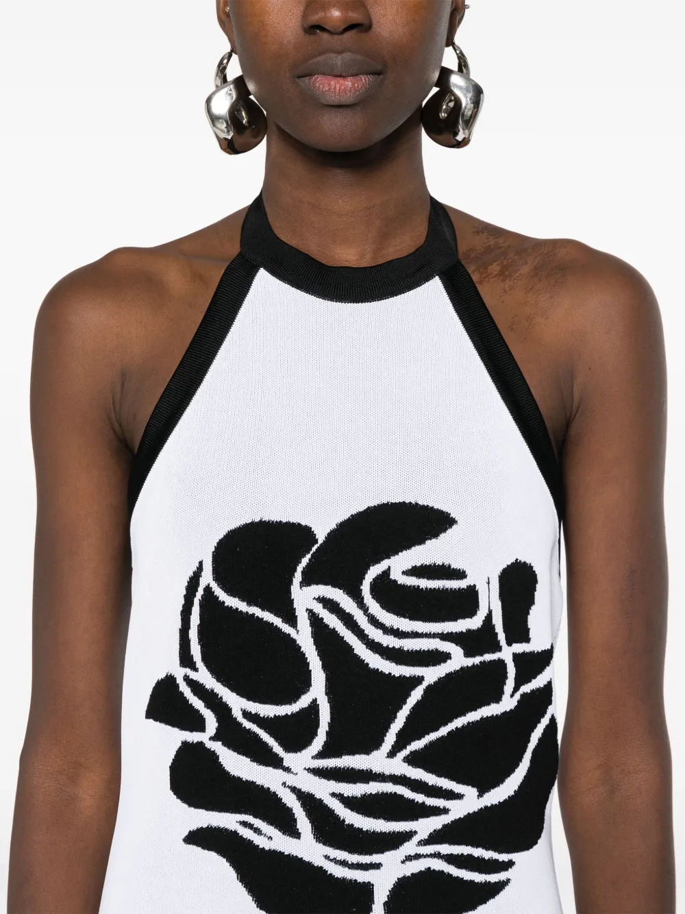 Balmain Intarsia mini-jurk met halternek Zwart