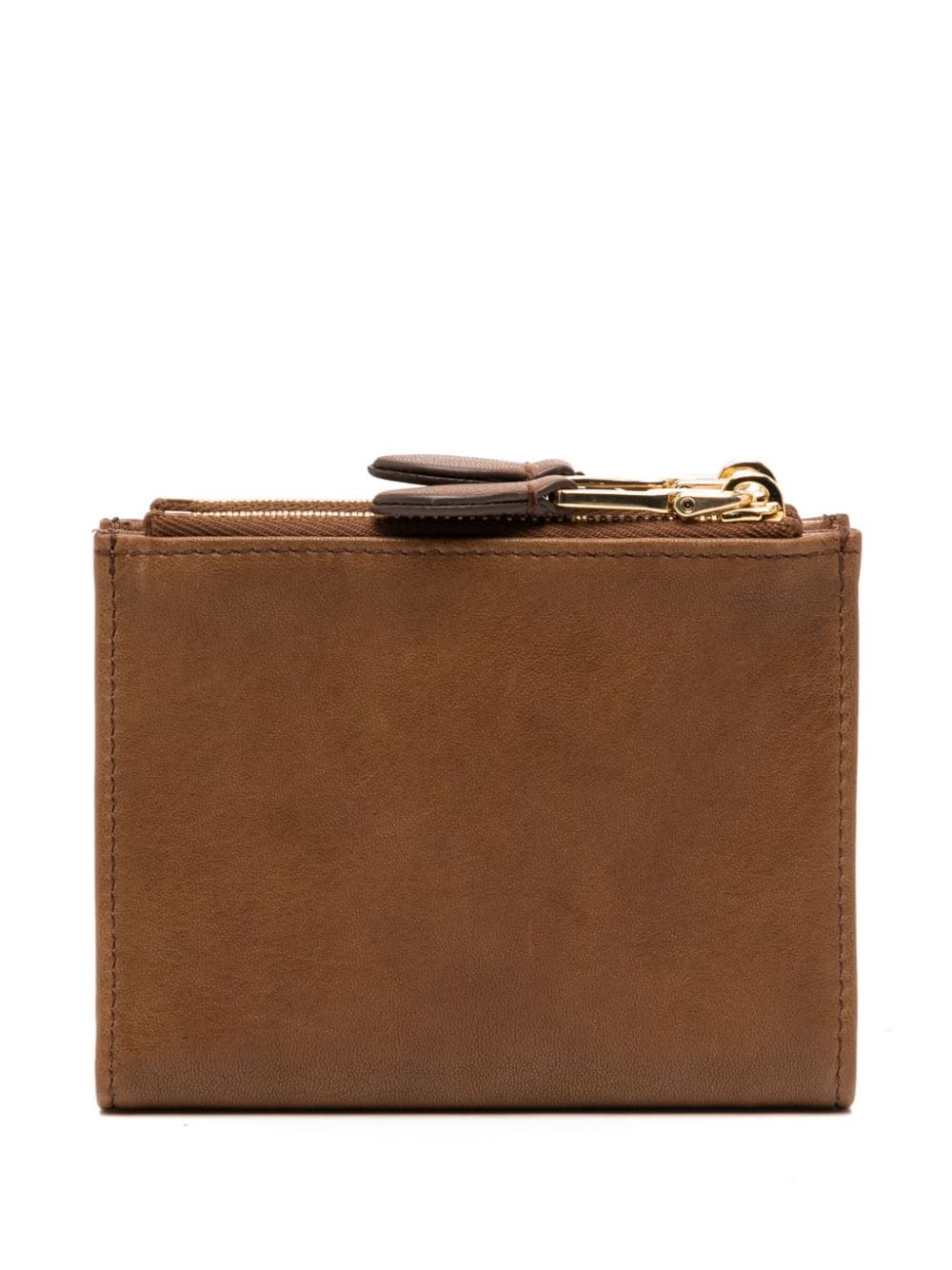 Shop Miu Miu Logo-embossed Leather Wallet In Brown