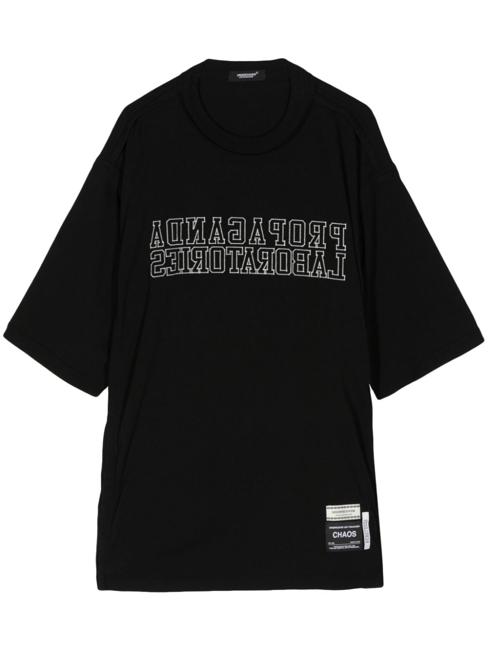 Shop Undercover Slogan-embroidered Cotton T-shirt In Black