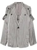 Yohji Yamamoto epaulette-detail pinstripe blazer - Grey