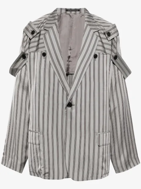 Yohji Yamamoto epaulette-detail pinstripe blazer