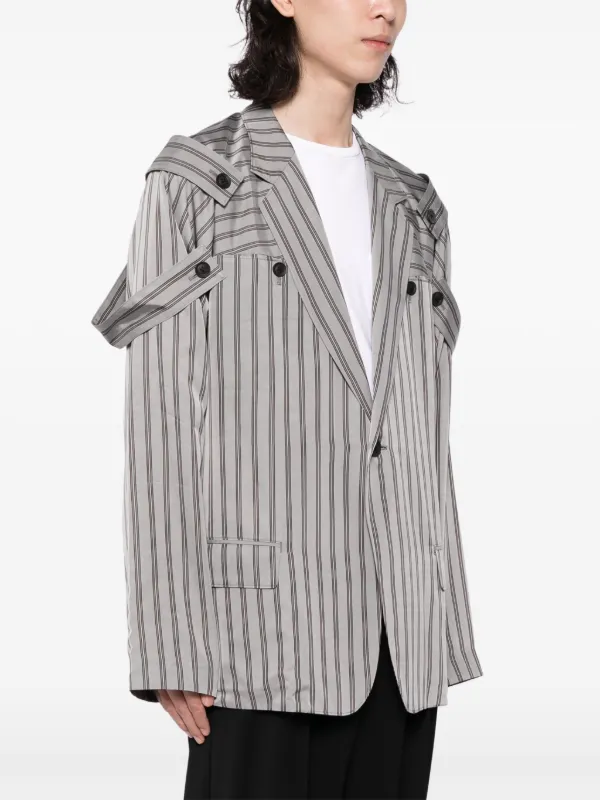 バレル Yohji Yamamoto epaulette-detail Pinstripe Blazer | Grey