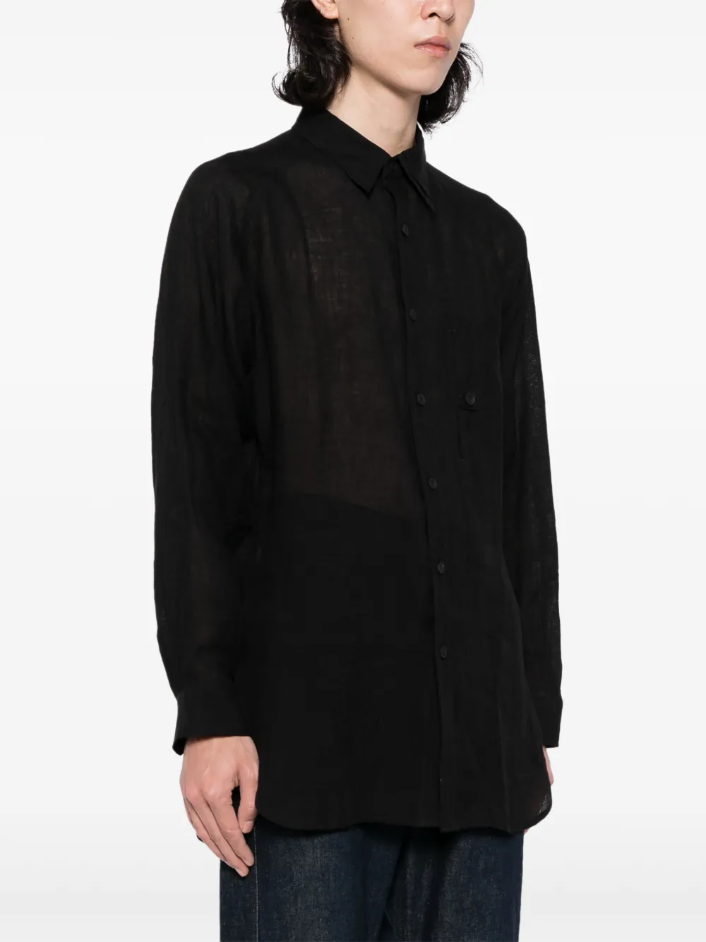 Yohji Yamamoto Linnen overhemd Zwart