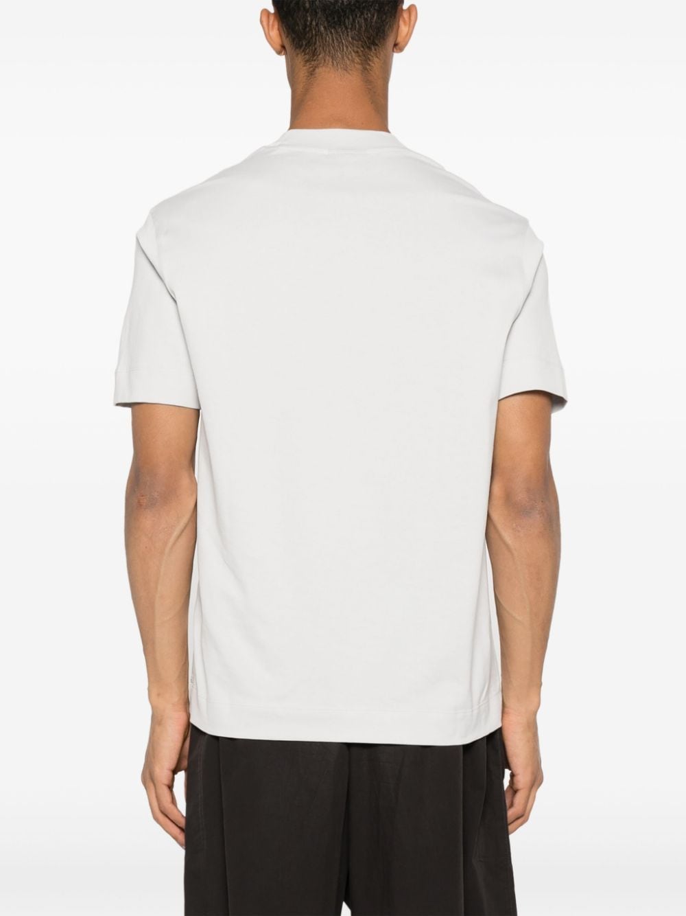 Shop Emporio Armani Rubberised-logo Cotton T-shirt In Grey