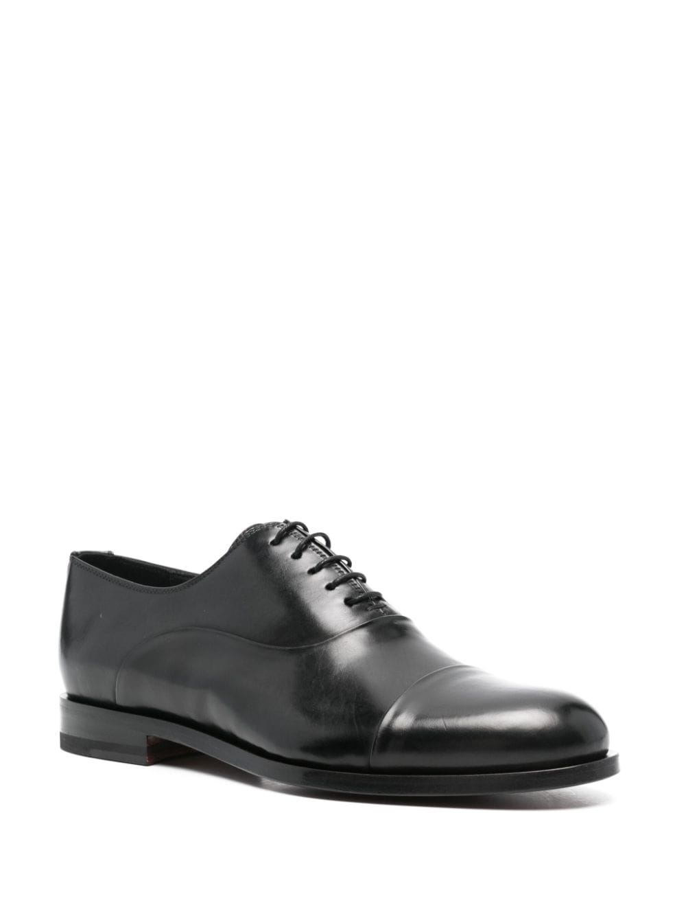 Shop Tagliatore Leather Oxford Shoes In Black