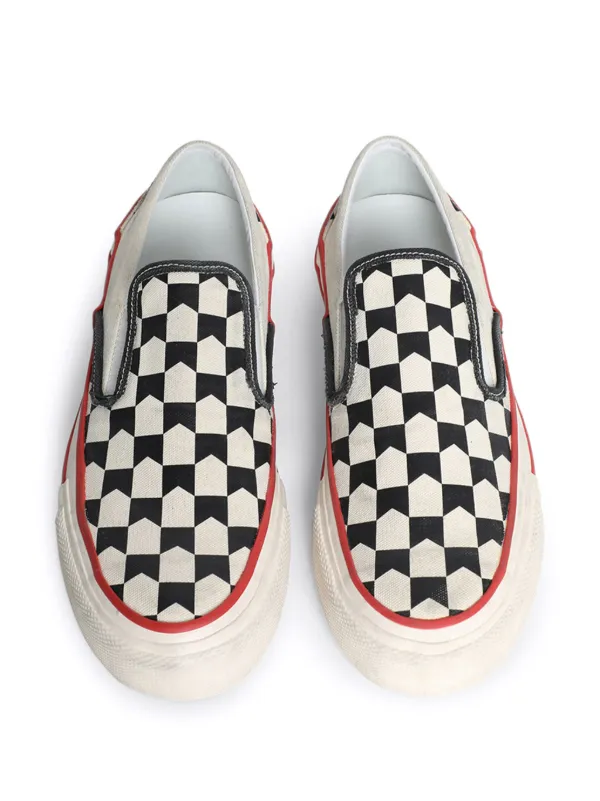 RHUDE Checked slip-on Sneakers | White | FARFETCH JO