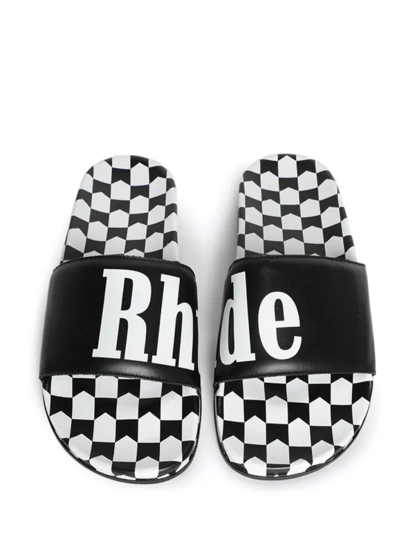 RHUDE logo-print Leather Slides | Black | FARFETCH display picture 3