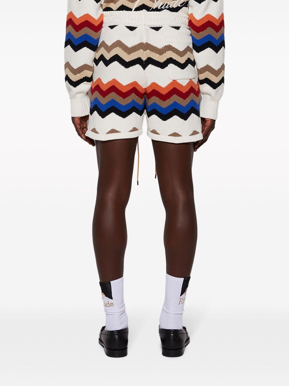 Shop Rhude Cyril Intarsia-knit Shorts In White