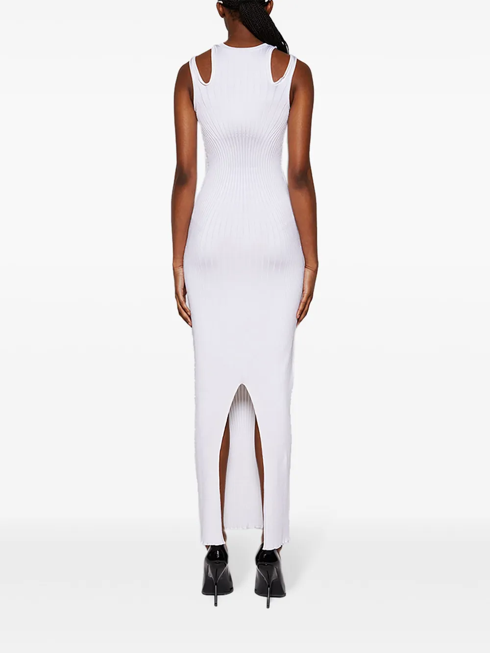 Mugler Plaque Detail Maxi Knitted Dress In White