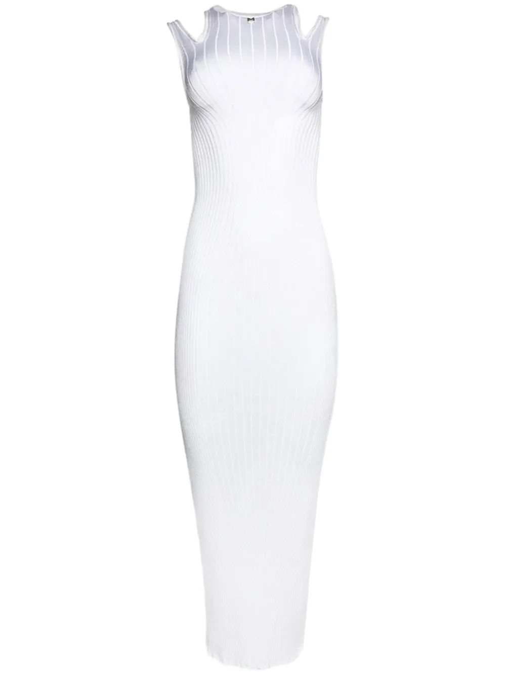 Mugler Plaque Detail Maxi Knitted Dress In White