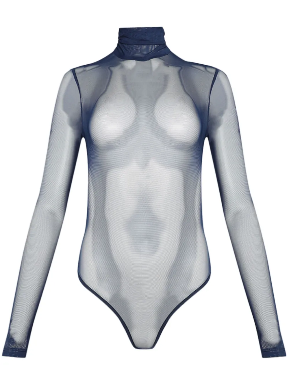 Laquan Smith Open-back Mesh Bodysuit In Blue