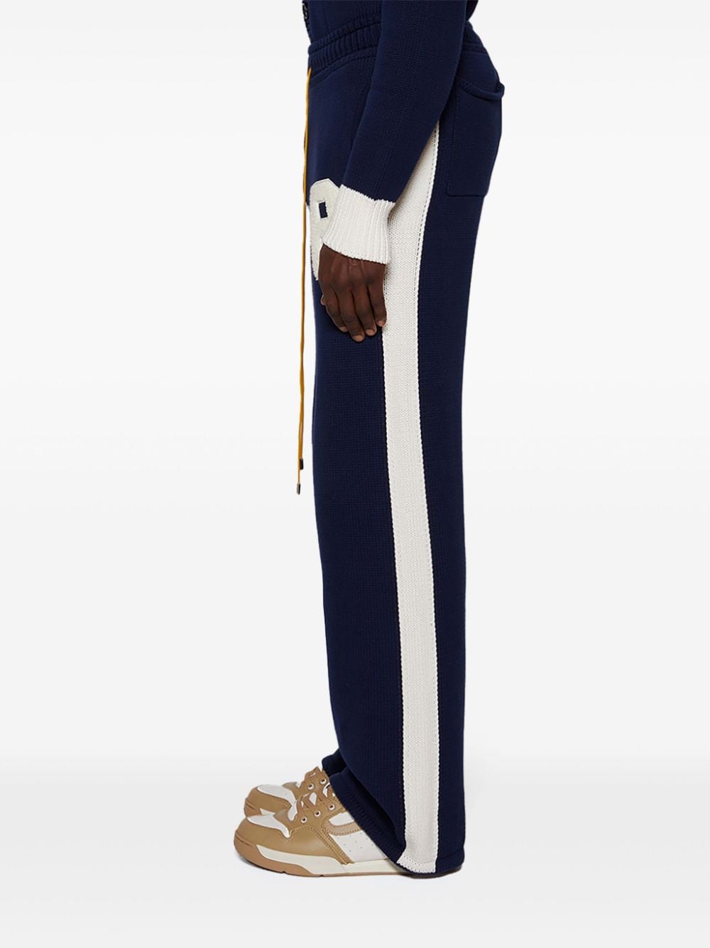 Shop Rhude Letter-patch Drawstring Trousers In Blue