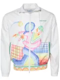 Casablanca illustration-print zip-up jacket - White
