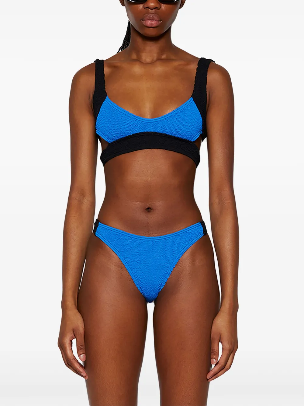 Bound Splice Nino Crop Crinkle Bikini Top In Blue