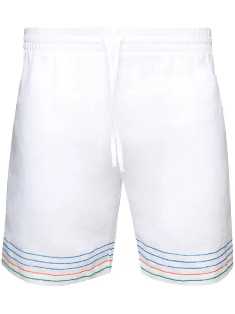 Casablanca stripe-embroidered linen shorts