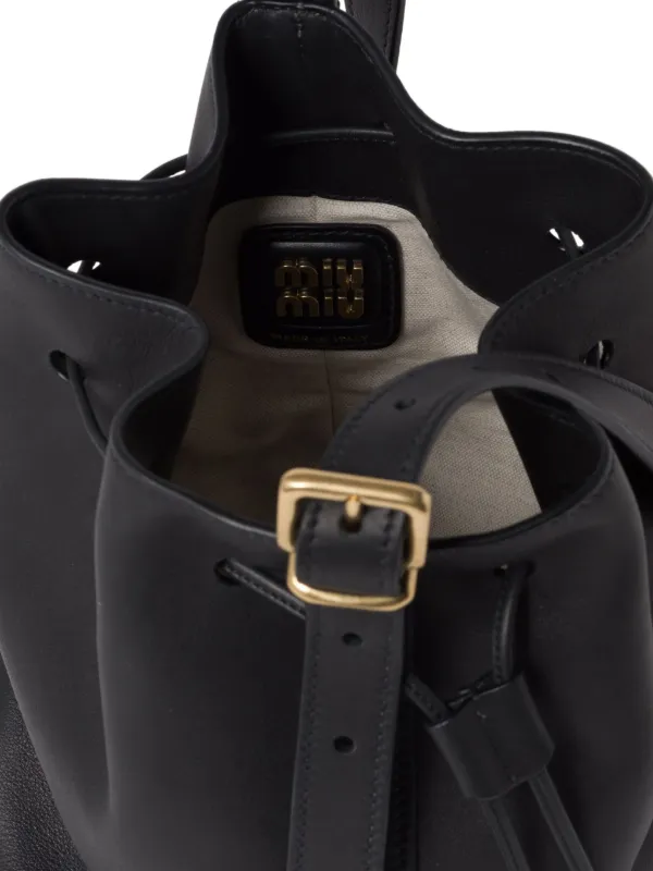 Miu Miu Leather Bucket Bag | Black | FARFETCH