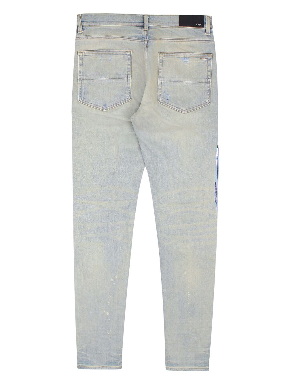 Shop Amiri Paint Drip Logo Straight-fit Jeans In Blau