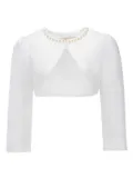 Tulleen cropped satin jacket - White