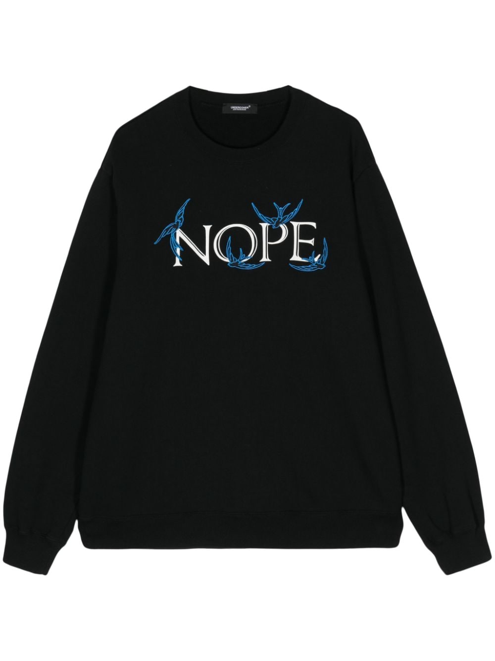 Shop Undercover Nope Embroidered Cotton Sweatshirt In Black