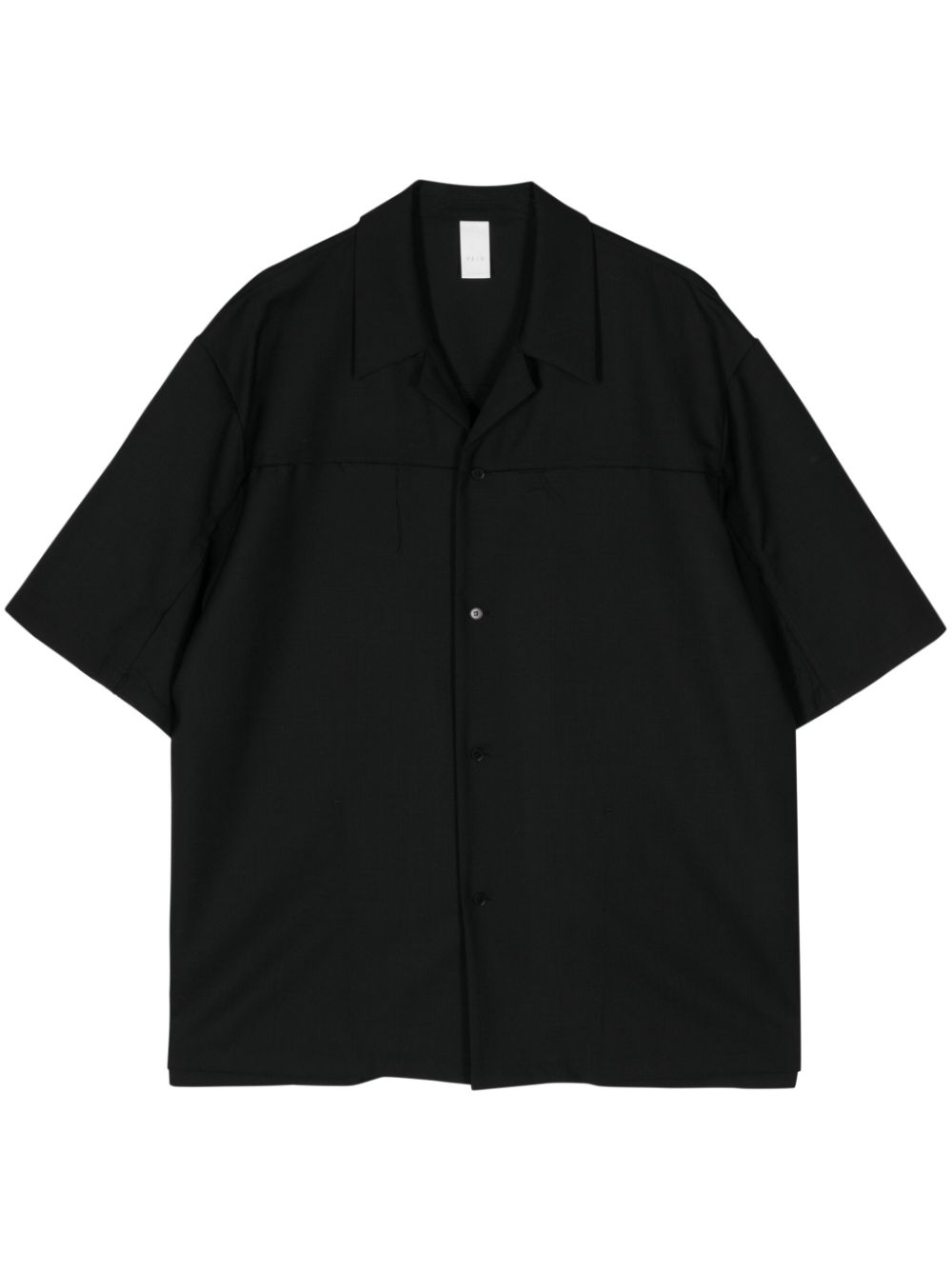 Attachment Short-sleeve Wool Shirt In Black