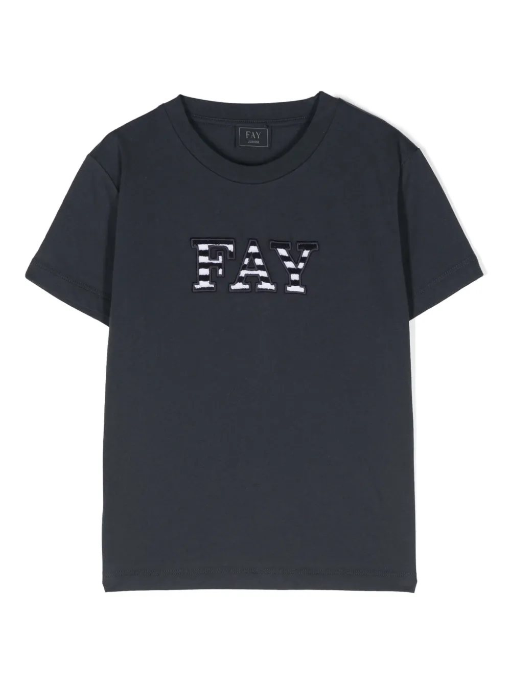 Fay Kids Katoenen T-shirt met logopatch Blauw