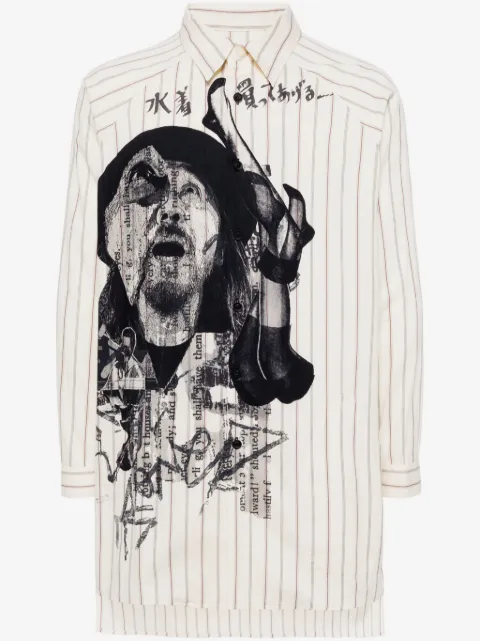 Yohji Yamamoto portrait-print striped shirt