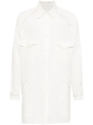 Yohji Yamamoto コントラストステッチ リネンシャツ | ホワイト