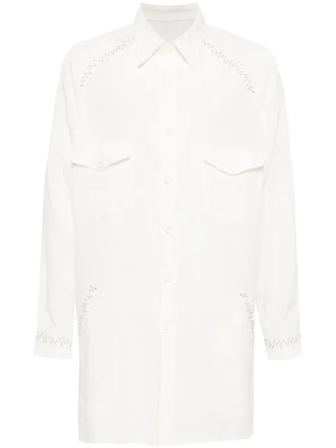Yohji Yamamoto contrast-stitching linen shirt