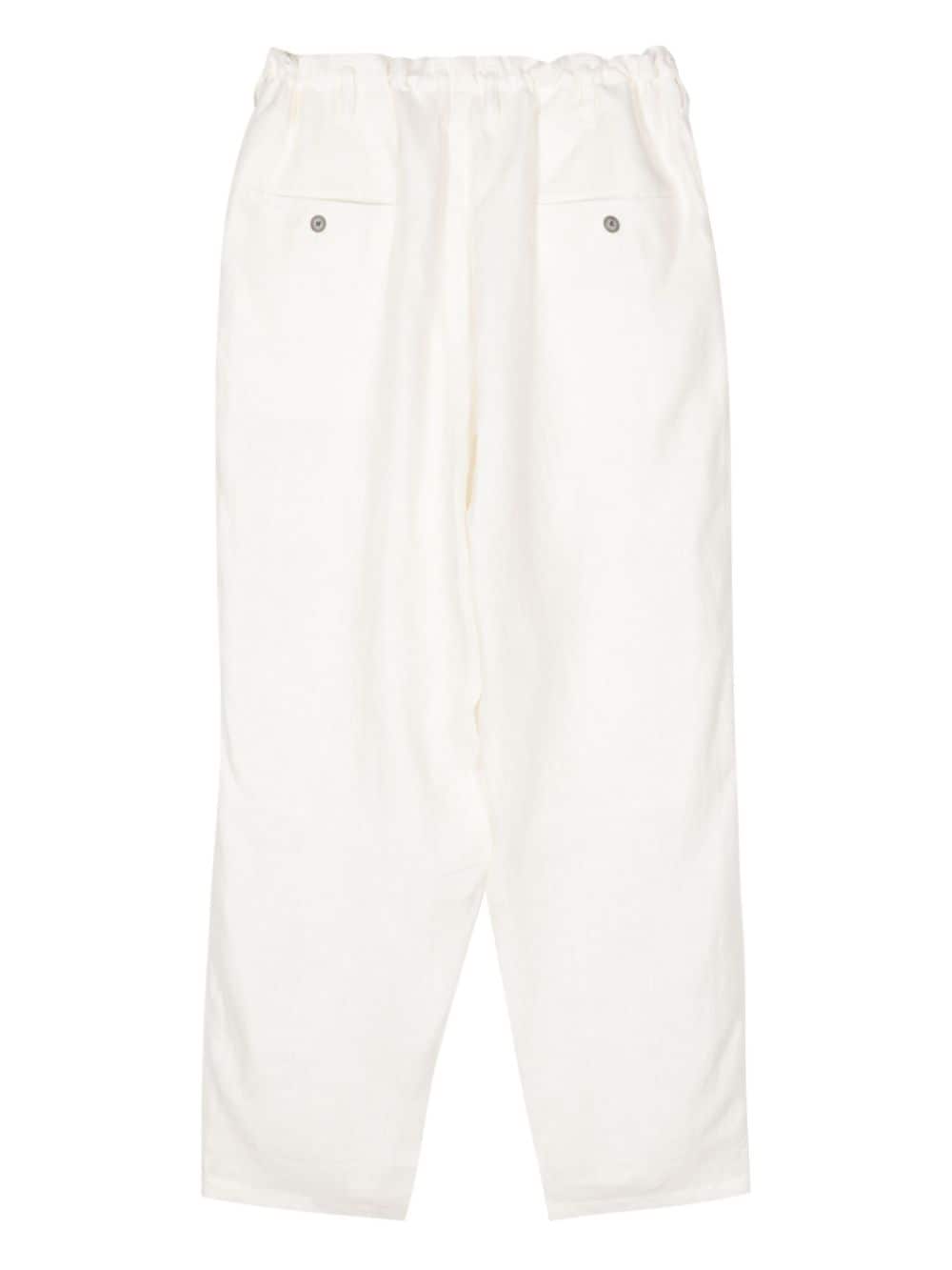 Shop Yohji Yamamoto Linen-cotton Trousers In White