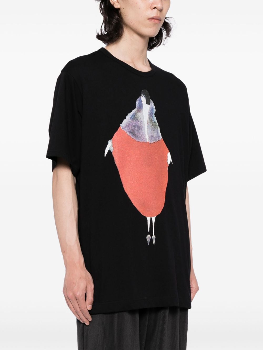 Yohji Yamamoto T-shirt met print Zwart