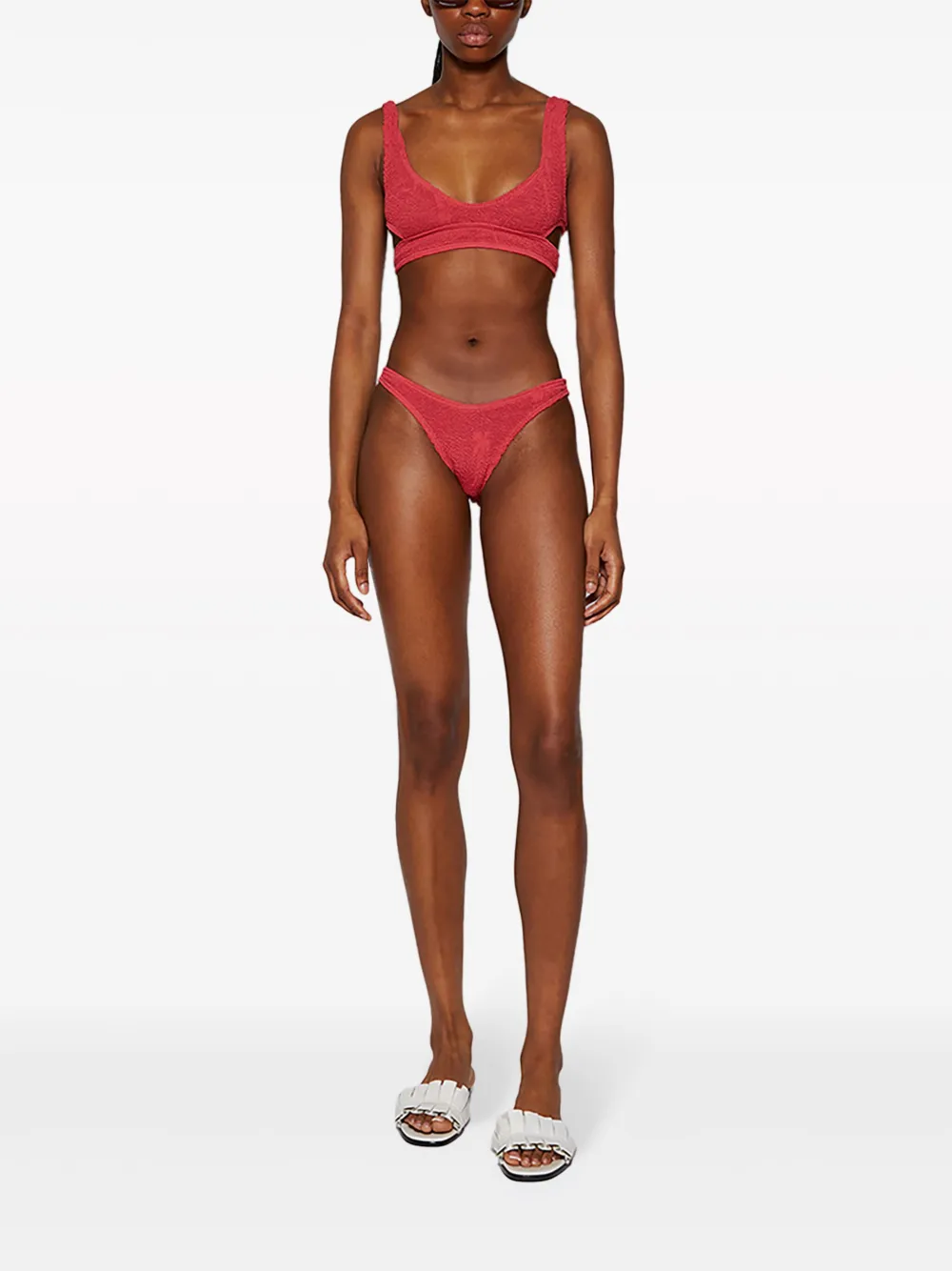 Bound Scene Palm-pattern Bikini Bottoms In Pink