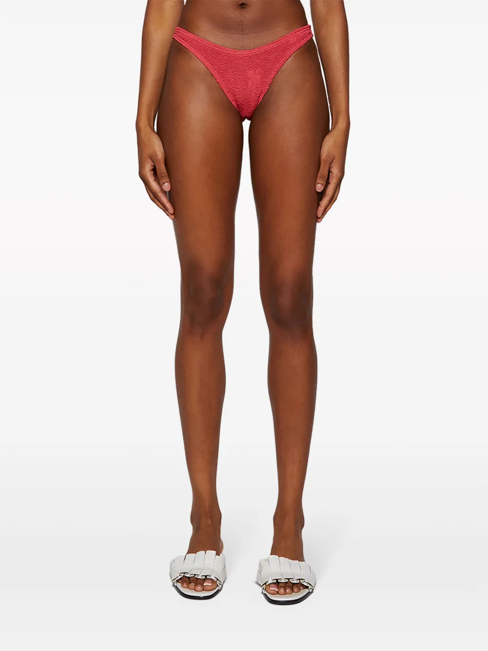 Bound Scene Palm-pattern Bikini Bottoms In Pink